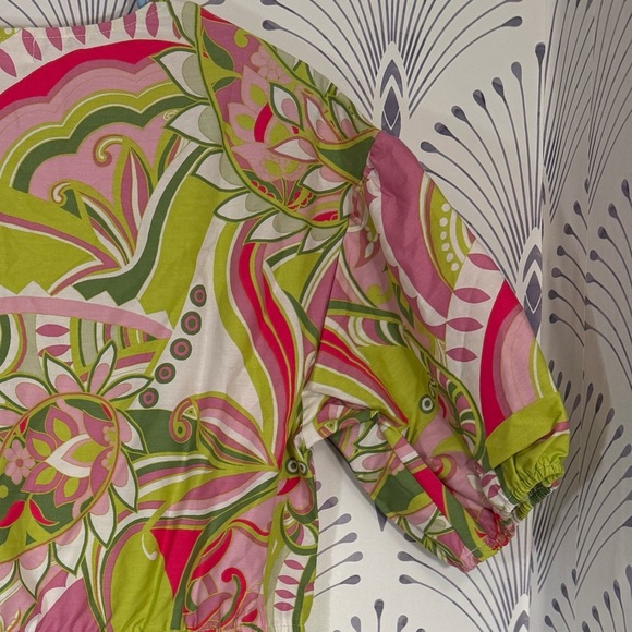 Vibrant Pink and Green Patterned Dress Womens size small - Picture 8 of 8